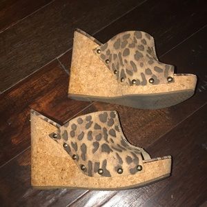 Gently Loved Michael Kors Leopard Wedge Sandals